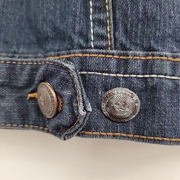 Royal Premium Womens Denim Vest Size Medium LOOK Verdigris on Buttons - Picture 11 of 11